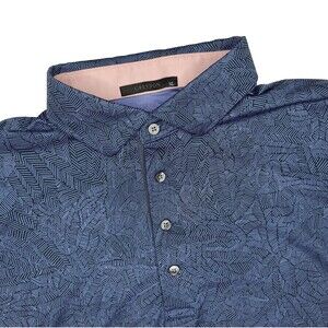 Greyson Polo Shirt Mens XL Blue Geometric Pattern Golf Performance Stretch